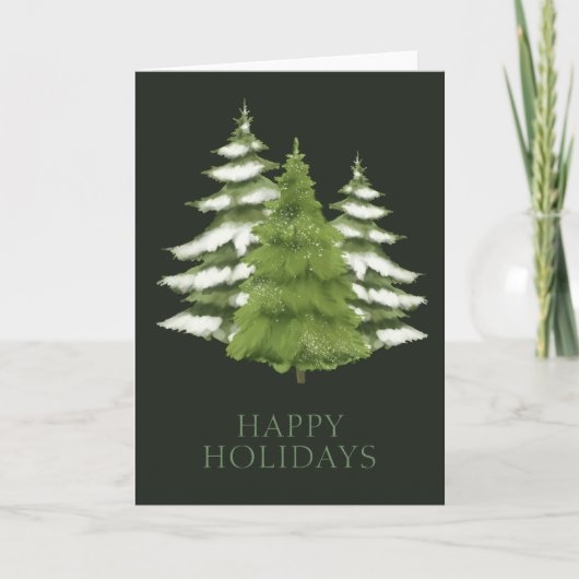 森の木にクリスマスをテーマパーソナライズされた シーズンカード (正面)