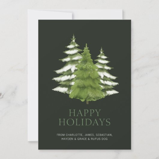 森の木にクリスマスをテーマパーソナライズされた シーズンカード (正面)