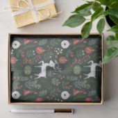 森の木に可愛いクリスマスディアー赤い緑 薄葉紙 (ギフト)