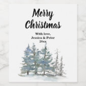 森の木のクリスマス ワインラベル (シングルラベル)