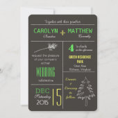 森の木のモダンな結婚式は招待状を残します 招待状 (正面)