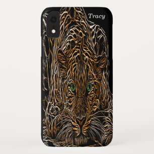 森の木の効果で野生の猫をチーター iPhone XRケース