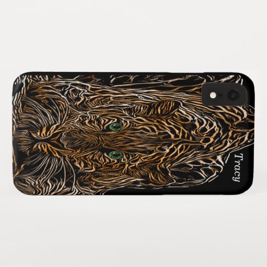 森の木の効果で野生の猫をチーター Case-Mate iPhoneケース (裏面(横))