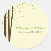 森の木の好意ステッカーまたは封筒用シール – 緑 ラウンドシール (正面)