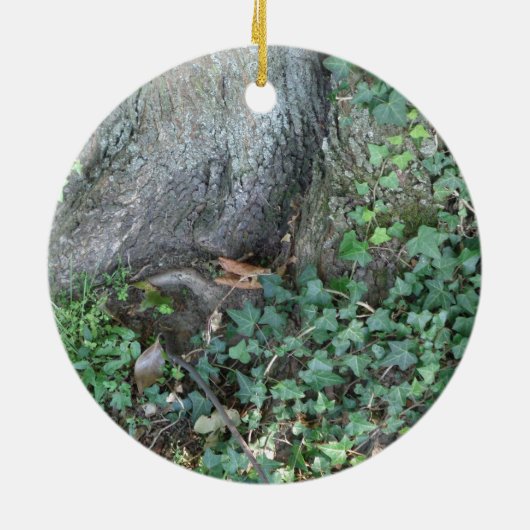 森の木の幹とツタ セラミックオーナメント (裏面)