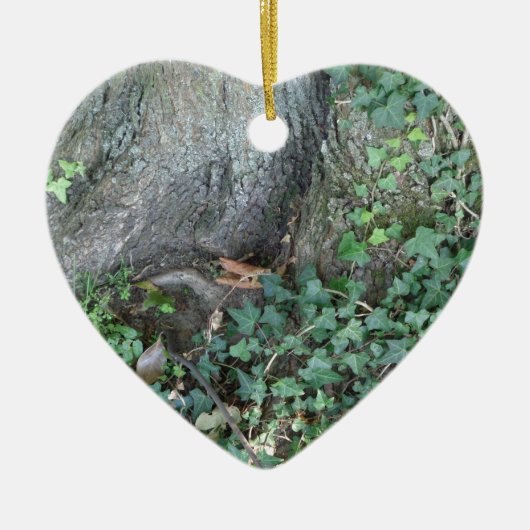 森の木の幹とツタ セラミックオーナメント (正面)