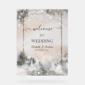 森の木の文字列ライト雪 アクリルサイン (正面)