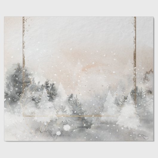 森の木の森の雪 ラッピングペーパー (フラット)