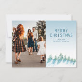 森の木の水の色芸術的家族の写真 シーズンカード (正面)