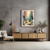 森の木の水彩画のポスター ポスター