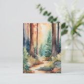 森の木の水色 ポストカード (スタンド正面)