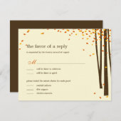 森の木の結婚式のRSVPカード – オレンジ –  出欠カード (正面/裏面)