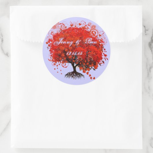 森の木の赤い葉結婚のアザラシ ラウンドシール (バッグ)