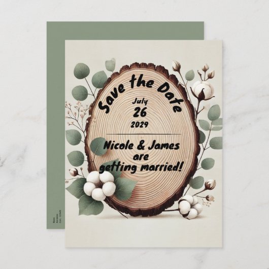 森の木ユーカリ綿素朴日付を保存 案内ポストカード (正面/裏面)