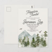 森の木立の誕生日パーティー招待 ポストカード (正面/裏面)