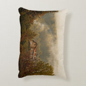 森の木造の家 – 静かなシーン アクセントクッション (裏面(縦))