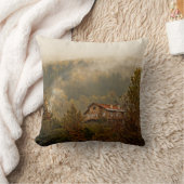 森の木造の家 – 静かなシーン クッション (ブランケット)