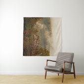 森の木造の家 – 静かなシーン タペストリー (インサイチュ(横))