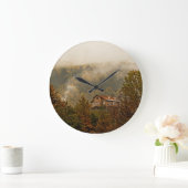 森の木造の家 – 静かなシーン ラージ壁時計 (ホーム)