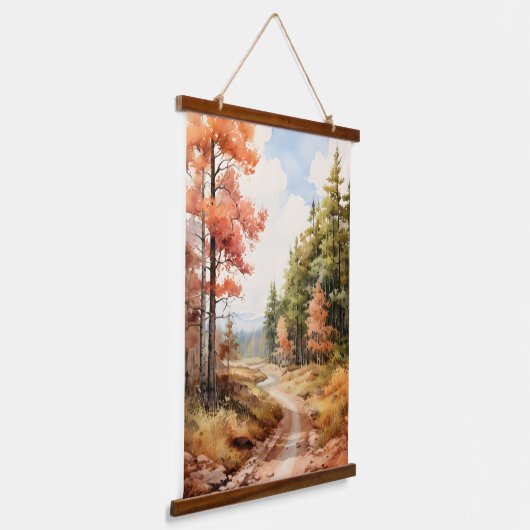 森の木道の紅葉 吊り下げ型タペストリー (傾斜あり)