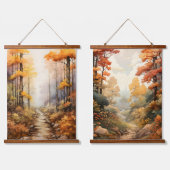 森の木道の紅葉 吊り下げ型タペストリー (ダブル)