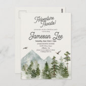 森の木陰の誕生日パーティー招待状 ポストカード (正面/裏面)