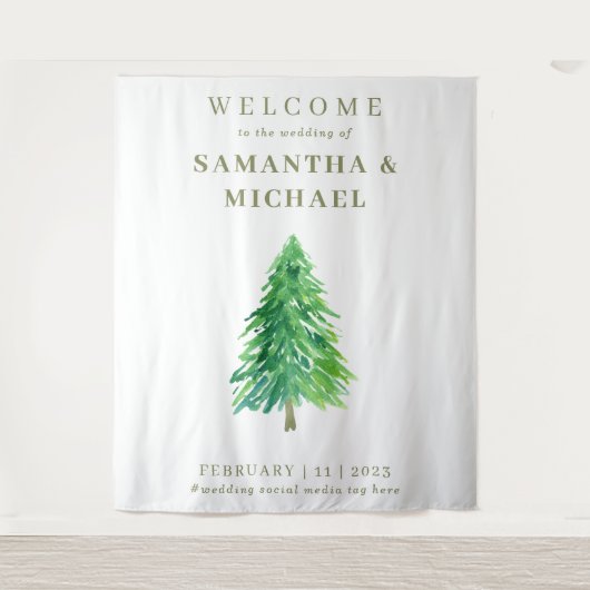 森の木 ウェディングに花を添えて タペストリー (正面)