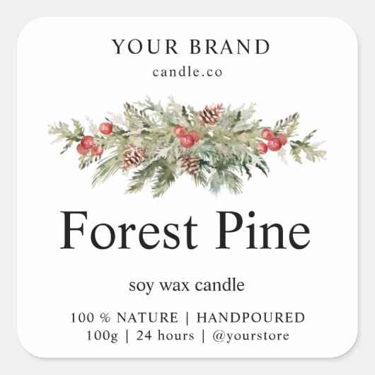 森の松のクリスマスキャンドル スクエアシール (正面)