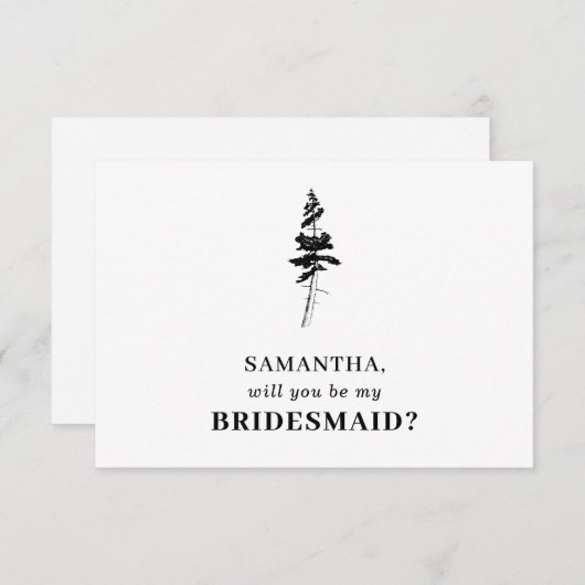 森の松の木のインディ私の花嫁になる 招待状 (正面/裏面)
