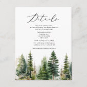 森の松の木のエレガントな冬のウェディング詳細 エンクロージャーカード (正面)