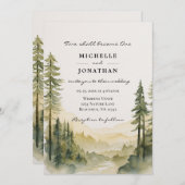 森の松の木の山クリスチャン結婚ズ 招待状 (正面/裏面)