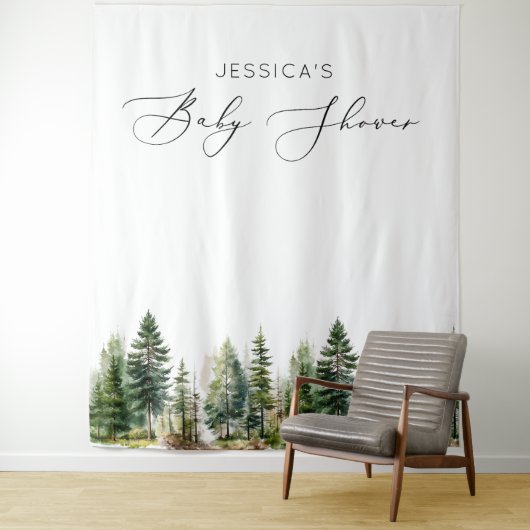 森の松の木の赤ちゃんのシャワーを冒険が待っている タペストリー (インサイチュ)