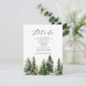 森の松の木エレガント冬の結婚式詳細 エンクロージャーカード (スタンド正面)