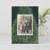 森の松の木クリスマスホリデー写真 シーズンカード (スタンド正面)