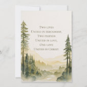 森の松の木フォトクリスチャン結婚ズ セーブザデート (裏面)