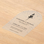 森の松の木冬の結婚式 アクリル招待状 (レイダウン)