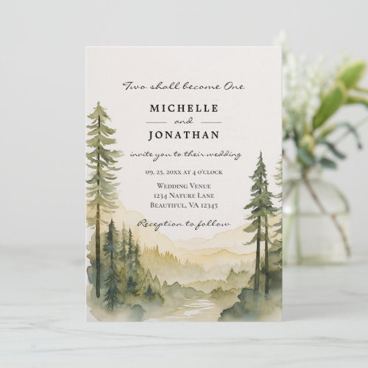 森の松の木 山 キリスト教の結婚式 招待状 (スタンド正面)