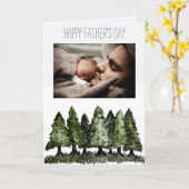 森の松の森の父の日と写真 カード (黄色い花)