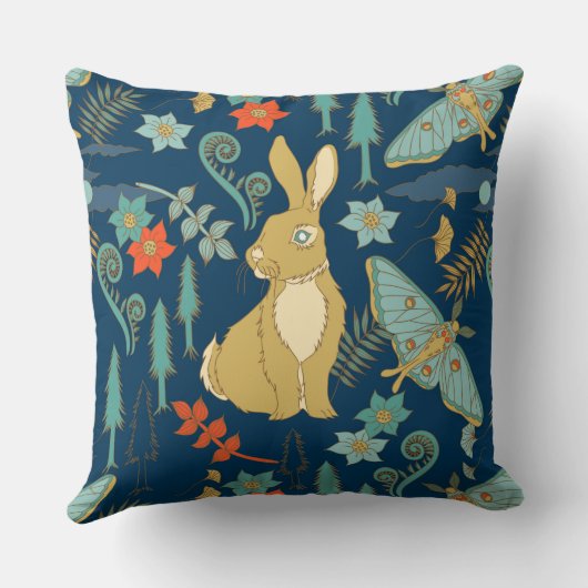 森の枕の中のウサギ クッション (裏面)