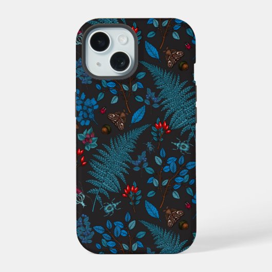 森の果実と葉っぱと虫1 iPhone 15ケース (裏面)
