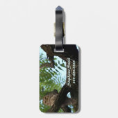 森の枝のアメリカフクロウ ラゲッジタグ (裏面縦)