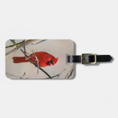 森の枝の赤く基本的な鳥 ラゲッジタグ (正面横)