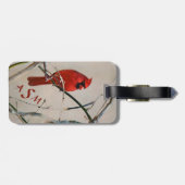 森の枝の赤く基本的な鳥 ラゲッジタグ (裏面横)