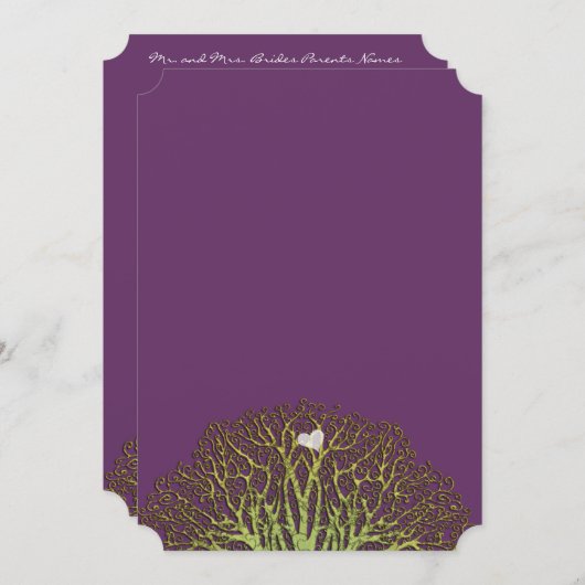 森の梅の緑の木のペッカーツリーの結婚式の招待 招待状 (正面/裏面)