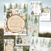 森の森かわいい動物は鹿の赤ちゃんシャワーを負担 招待状