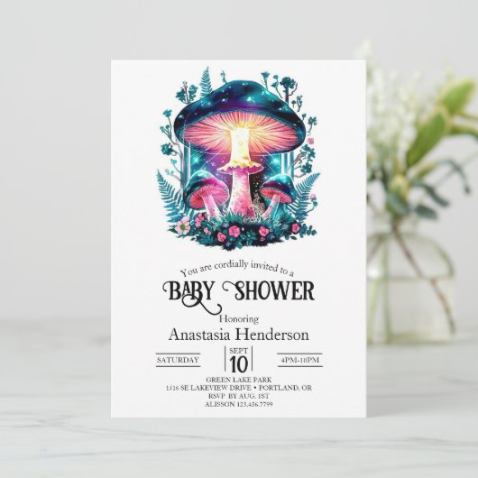 森の森のキノコの赤ちゃんシャワー 招待状 (スタンド正面)
