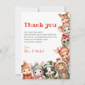 森の森のベビーベビーシャワー外は寒い サンキューカード (正面)