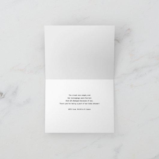 森の森のベビーベビーシャワー外は寒い サンキューカード (内部)