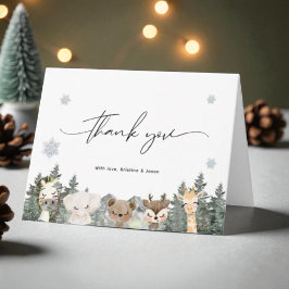 森の森のベビーベビーシャワー外は寒い サンキューカード