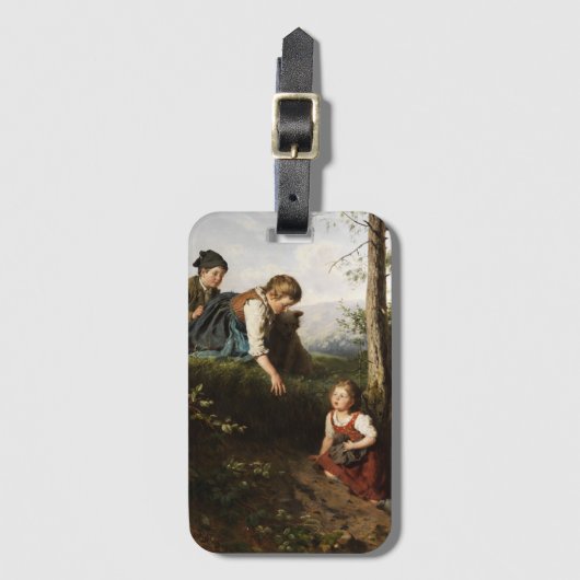 森の森の中で野生の果実を3人 ラゲッジタグ (正面縦)